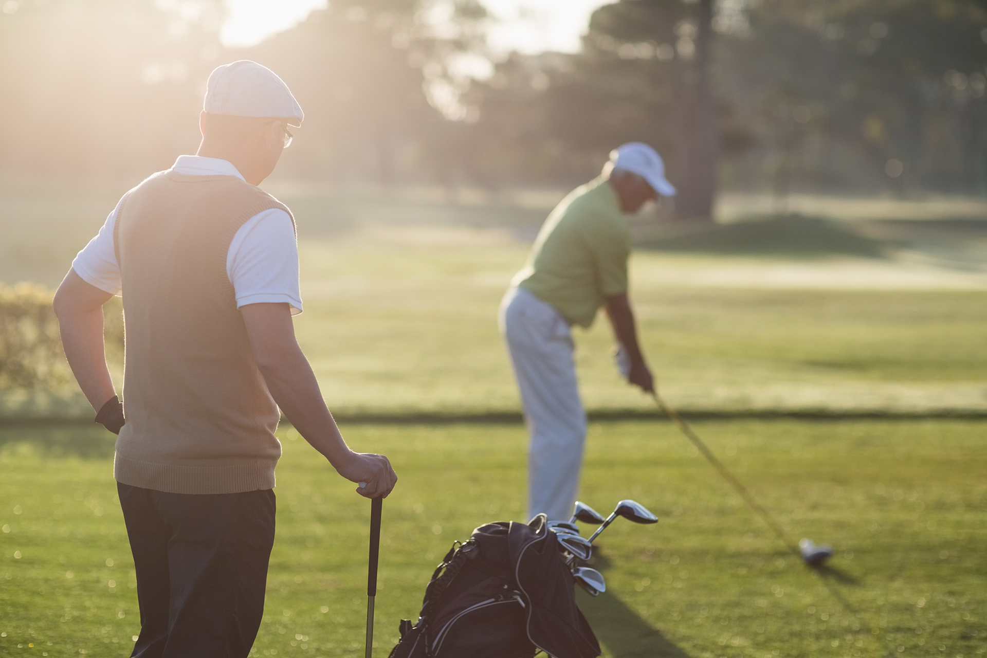 People playing golf